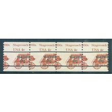 1898Ab 4c Stagecoach Misperfed MNH Dry Gum Strip of 4 W0511