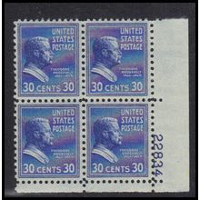 830 30c Theodore Roosevelt Fine MDG Plt/4 LR 22834 KA9545