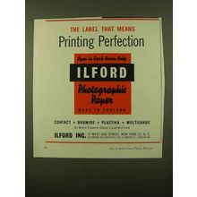 1958 Ilford Photographic Paper Ad - Printing Perfection