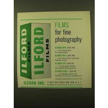 1958 Ilford Film Ad - Films For Fine Photography