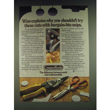 1985 CooperTools Wiss Snips and Shears Ad - Wiss explains why you shouldn't try