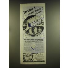 1939 Sunshine Krispy Crackers Ad - Oh Boy!.. Krispy crackers 'n jam!