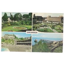 multiview, SWANSEA, GLAMORGAN, WALES. used vintage postcard 1970 postmark #