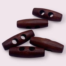 30mm Wooden Brown Toggle Buttons Sewing 2 Hole Craft Scrapbook Coat Duffle