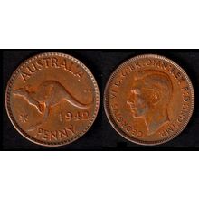 Australia One Penny 1942 Used Coin 1d Geo VI Kangaroo