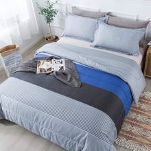 Andency Full Size Blue Comforter Set (79X90 Inch), 3 Pieces Gray and Blue Patchw