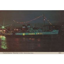 PS Waverley Paddle Steamer at Ayr On Board Night Illuminations Lights Postcard