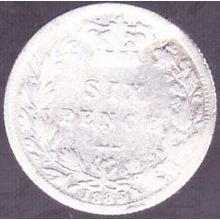 1885 Great Britain 6 Pence Silver Coin