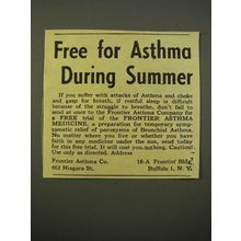 1947 Frontier Asthma Medicine Ad - During Summer