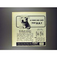 1947 Friskies Dog Food Ad - Is Your Dog Safe from DD?