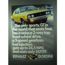 1975 Renault Gordini Car Ad - Only Sports/GT in World