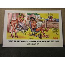 SAUCY SEASIDE POSTCARD unused. D. Constance Ltd. no 212 deckchair