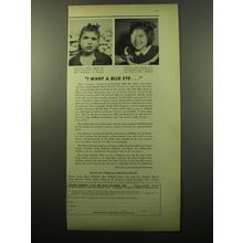 1950 Foster Parents' Plan for War Children, Inc. Ad - I want a Blue Eye