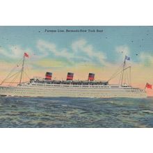 Furness Line Ship Liner Boat New York 1939 Linen USA Postcard