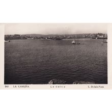 La Bahia Coruna Sailing Boats Ships Vintage Spain Real Photo Postcard