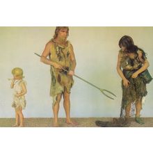 A Mesolithic Family 7000 BC Fishing Net Leicester Postcard