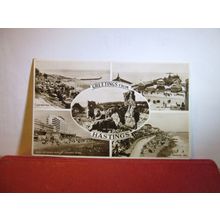 multiview, HASTINGS, SUSSEX. used vintage postcard Gifford series 1956 pm. =