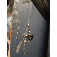 womens silvertone necklace with multi endings