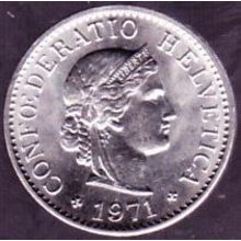 1971 Switzerland 5 Rappen Coin