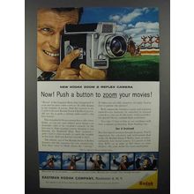 1961 Kodak Zoom 8 Reflex Movie Camera Ad - Push Button