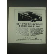 1989 Scorpio Car Ad - See the wonders of Europe. Then bring one home