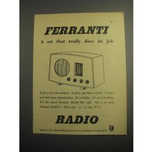 1948 Ferranti Radio Ad - Ferranti a set that really does its job
