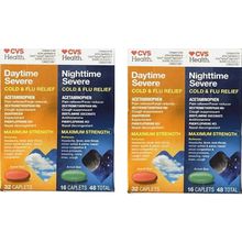 2PK CVS Daytime Nighttime Severe Cold & Flu Relief Caplet 48ct EACH 9/26