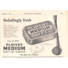 PLAYER'S MEDIUM NAVY CUT tin pipe tobacco : Original Vintage 1956 Advert