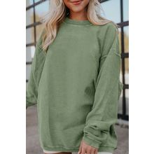 Green Ribbed Corded Oversized Sweatshirt