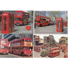 London Red Bus Number 13 to Golders Green Swiss Cottage 4x Postcard s