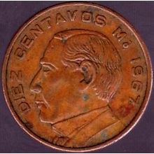 1967 Mexico 10 Centavos Coin
