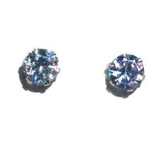 Stainless Steel 6mm Light Blue CZ Cubic Zirconia Stud Earring