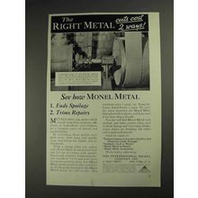 1936 International Nickel Monel Metal Ad - Cuts Cost