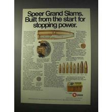 1978 Speer Grand Slam Ammunition Ad - Stopping Power