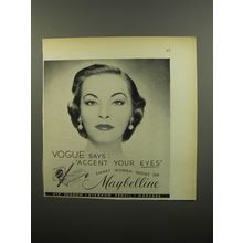 1951 Maybelline Cosmetics Ad - Vogue says: Accent your eyes