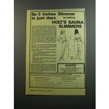 1973 Holt's Sauna Slimmers Ad - Be 3 inches slimmer in just days by wearing