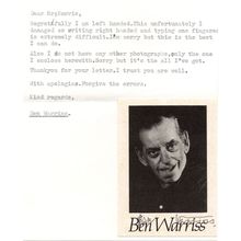 Ben Warriss Comedian Small Hand Signed Photo & Personal Letter