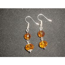 Beautiful rich dark honey crystal glass sparkly swing earrings