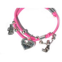 Pink Red 2013 Cheerleader Bracelet with 4 cheer leading Charms
