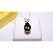 Estate 4ct Pear cut Lab Created Green Tourmaline 10Kt Y/Gold 20" Necklace #22375