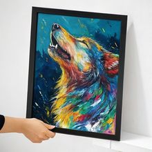 Howling Wolf Wall Art Abstract Wolf Print Unique Wolf Illustration Colourful Art