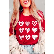Red Diverse Heart Printed Crewneck Valentines Tee