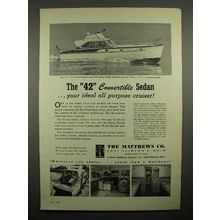 1961 Matthews Co. 42 Convertible Sedan Boat Ad!