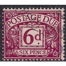 GB 1959 - 63 QE2 6d Purple Postage Due used Wmk 179 SG D63 ( 820 )