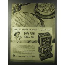 1941 Nabisco Snow Flake Sodas Crackers Ad - When it's chowder for supper
