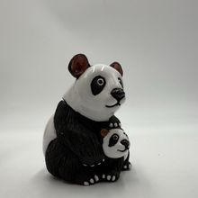 Vintage LEPS Peru Pottery Rinconada Panda Mama Bear & Cub Figurine