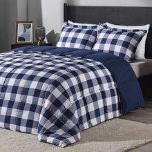 Downluxe Lightweight Plaid Comforter Set (Queen) with 2 Pillow Shams - 3-Piece S