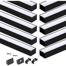 Muzata 10Pack 6.6FT/2M Plus-Size Spotless LED Channel Black LED Strip Diffuser C