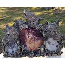 RARE Arthur Court Howling Wolves Triple Wolf Picture Frame 1994 Wolf Pack Frame