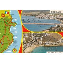 Rosas Costa Brava Spanish Map Postcard